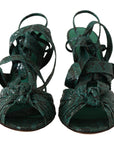 Dolce & Gabbana Elegant Green Python Strappy Heels