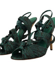 Dolce & Gabbana Elegant Green Python Strappy Heels
