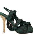 Dolce & Gabbana Elegant Green Python Strappy Heels