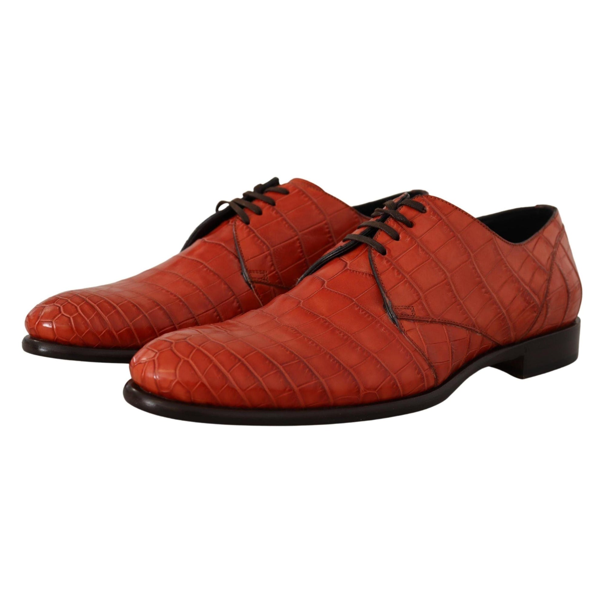 Dolce & Gabbana Exquisite Exotic Croc Leather Lace-Up Dress Shoes
