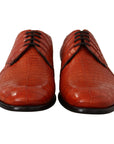 Dolce & Gabbana Exotic Orange Croc Leather Laceup Dress Shoes