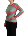 Dolce & Gabbana Elegant Striped Silk Crew Neck Pullover