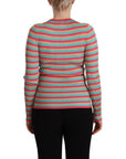 Dolce & Gabbana Elegant Striped Silk Crew Neck Pullover