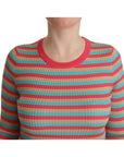 Dolce & Gabbana Elegant Striped Silk Crew Neck Pullover
