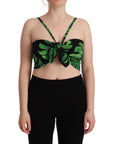 Dolce & Gabbana Elegant Leaf Print Halter Cropped Top