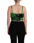 Dolce & Gabbana Elegant Leaf Print Halter Cropped Top