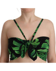 Dolce & Gabbana Elegant Leaf Print Halter Cropped Top
