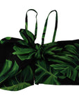 Dolce & Gabbana Elegant Leaf Print Halter Cropped Top