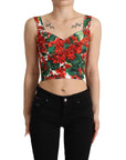 Dolce & Gabbana Elegant Red Cropped Top with Geranium Print