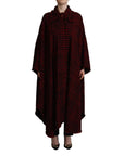 Dolce & Gabbana Elegant Red & Black Long Sleeve Overcoat Jacket