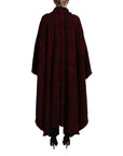 Dolce & Gabbana Elegant Red & Black Long Sleeve Overcoat Jacket
