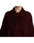 Dolce & Gabbana Elegant Red & Black Long Sleeve Overcoat Jacket
