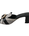 Dolce & Gabbana Crystal-Embellished Exotic Leather Sandals
