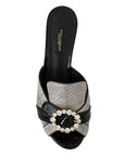 Dolce & Gabbana Crystal-Embellished Exotic Leather Sandals