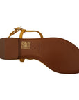 Dolce & Gabbana Mustard T-Strap Flat Sandals with Heart Embellishment