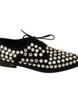 Dolce & Gabbana Elegant Crystal-Embellished Lace-Up Flats