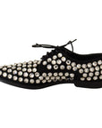 Dolce & Gabbana Elegant Crystal-Embellished Lace-Up Flats