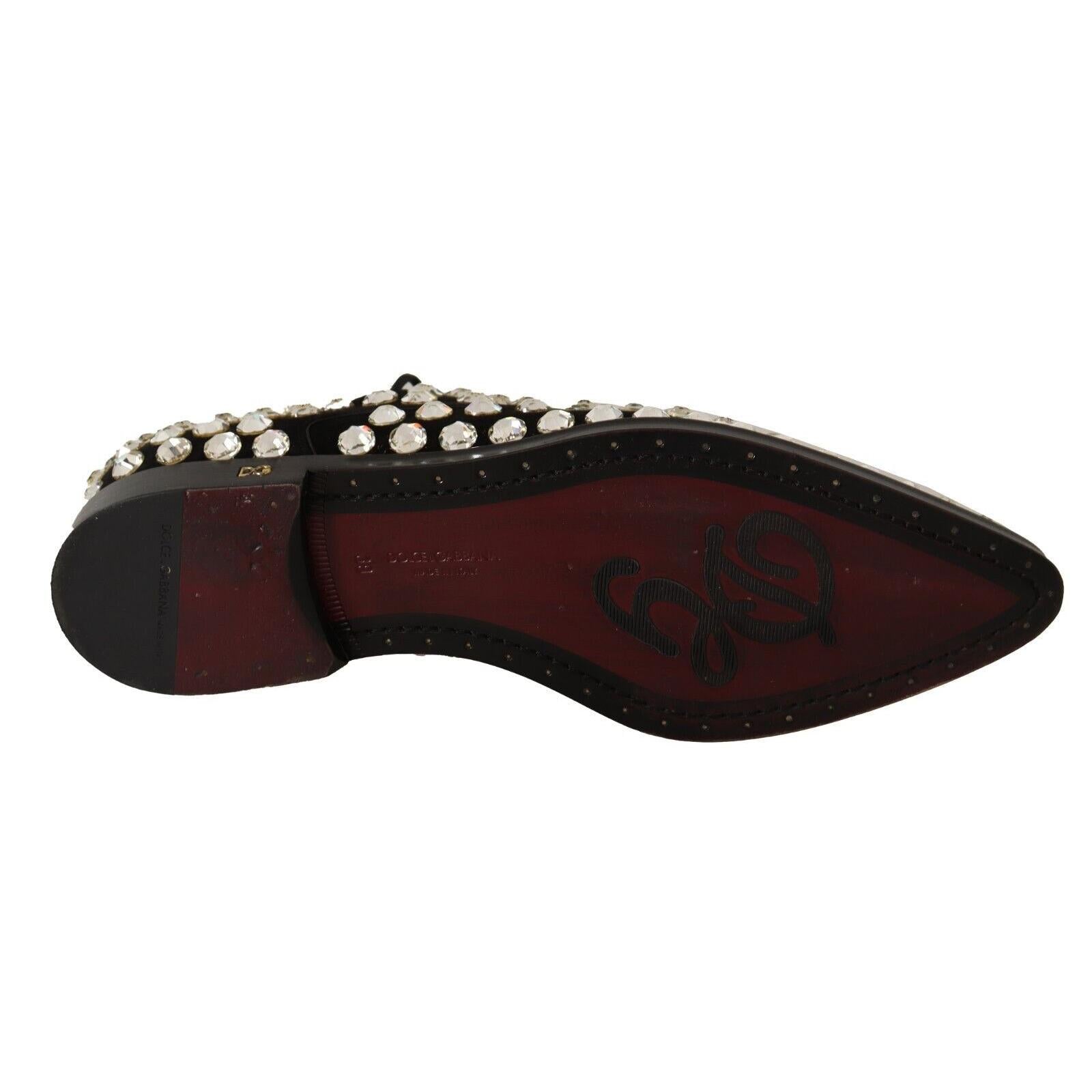 Dolce & Gabbana Elegant Crystal-Embellished Lace-Up Flats