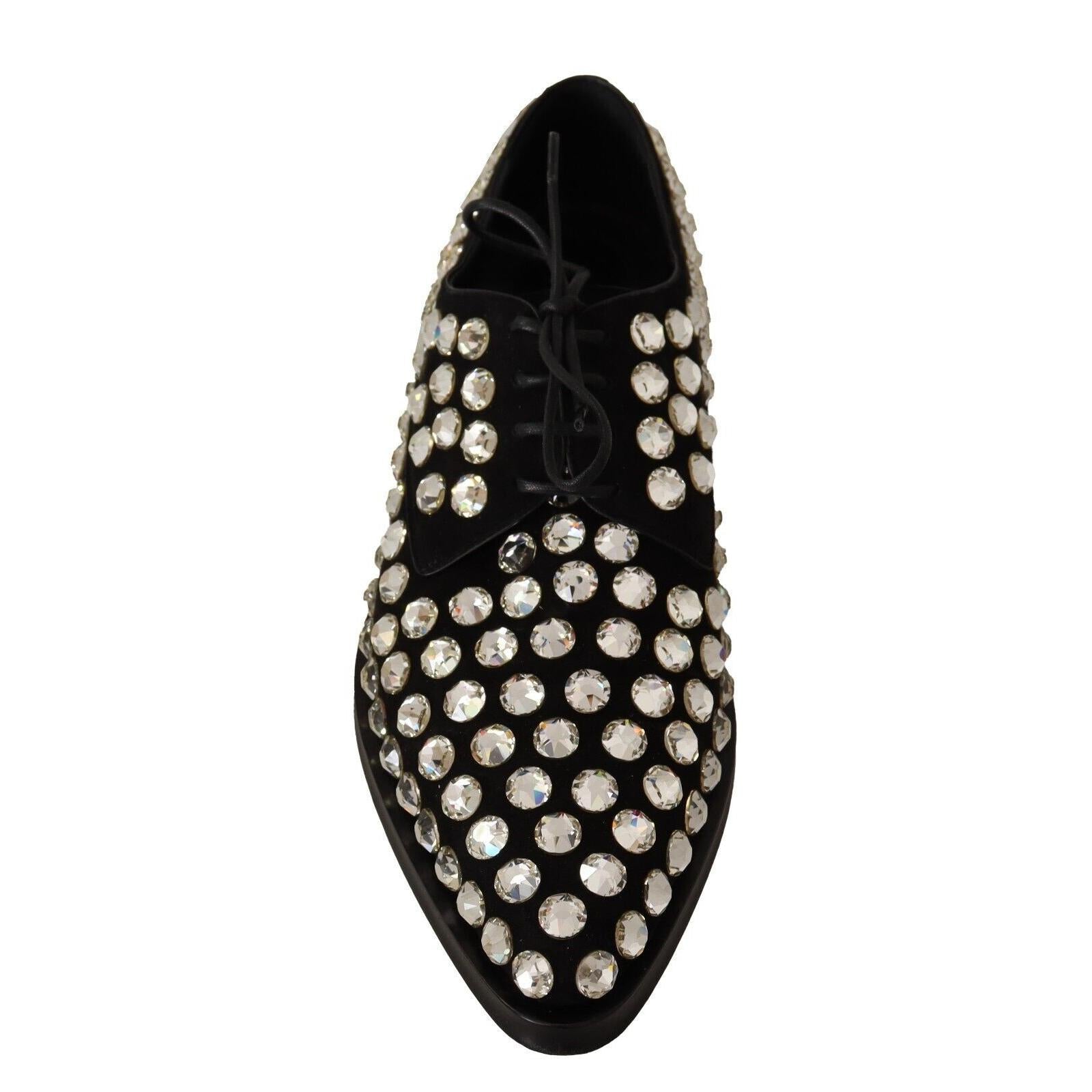 Dolce & Gabbana Elegant Crystal-Embellished Lace-Up Flats