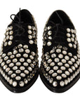 Dolce & Gabbana Elegant Crystal-Embellished Lace-Up Flats