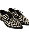 Dolce & Gabbana Elegant Crystal-Embellished Lace-Up Flats