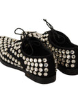 Dolce & Gabbana Elegant Crystal-Embellished Lace-Up Flats
