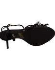 Dolce & Gabbana Elegant Black Viscose Ankle Strap Sandals with Crystals