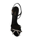Dolce & Gabbana Elegant Black Viscose Ankle Strap Sandals with Crystals