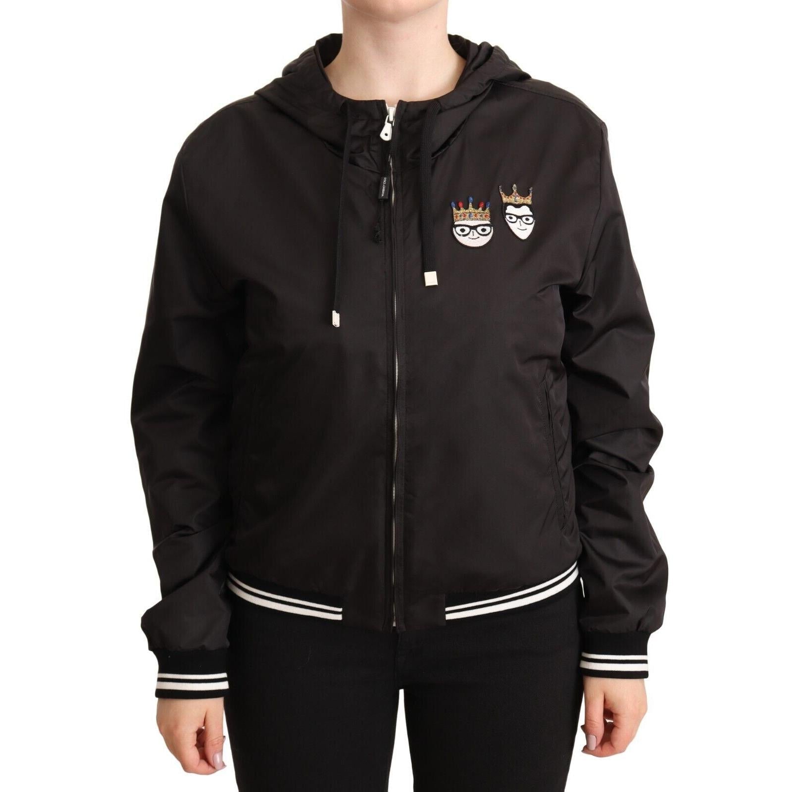 Dolce & Gabbana Elegant Black Bomber Jacket with Hood