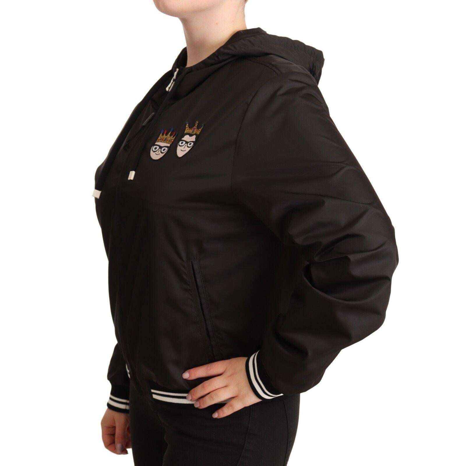 Dolce & Gabbana Elegant Black Bomber Jacket with Hood