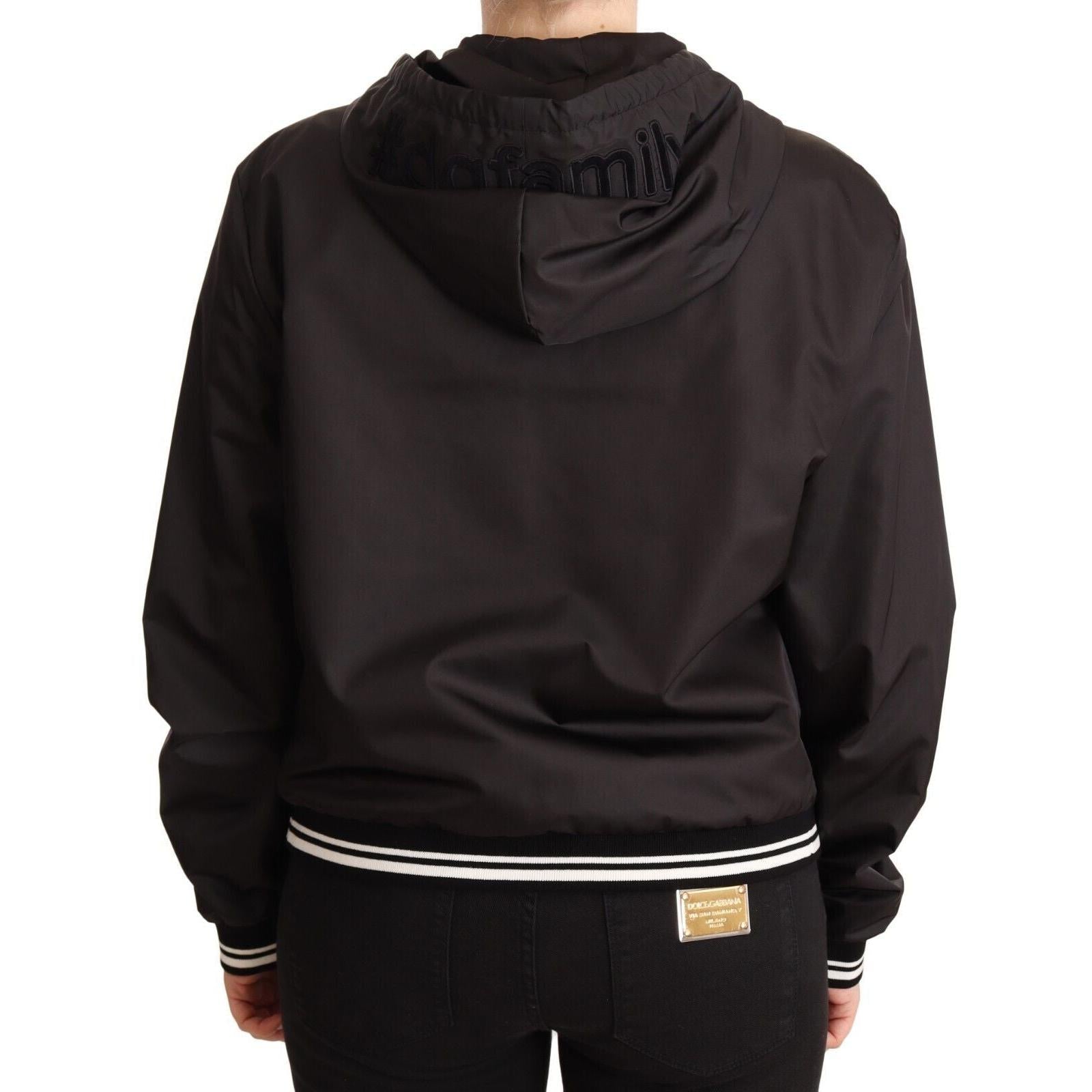 Dolce & Gabbana Elegant Black Bomber Jacket with Hood