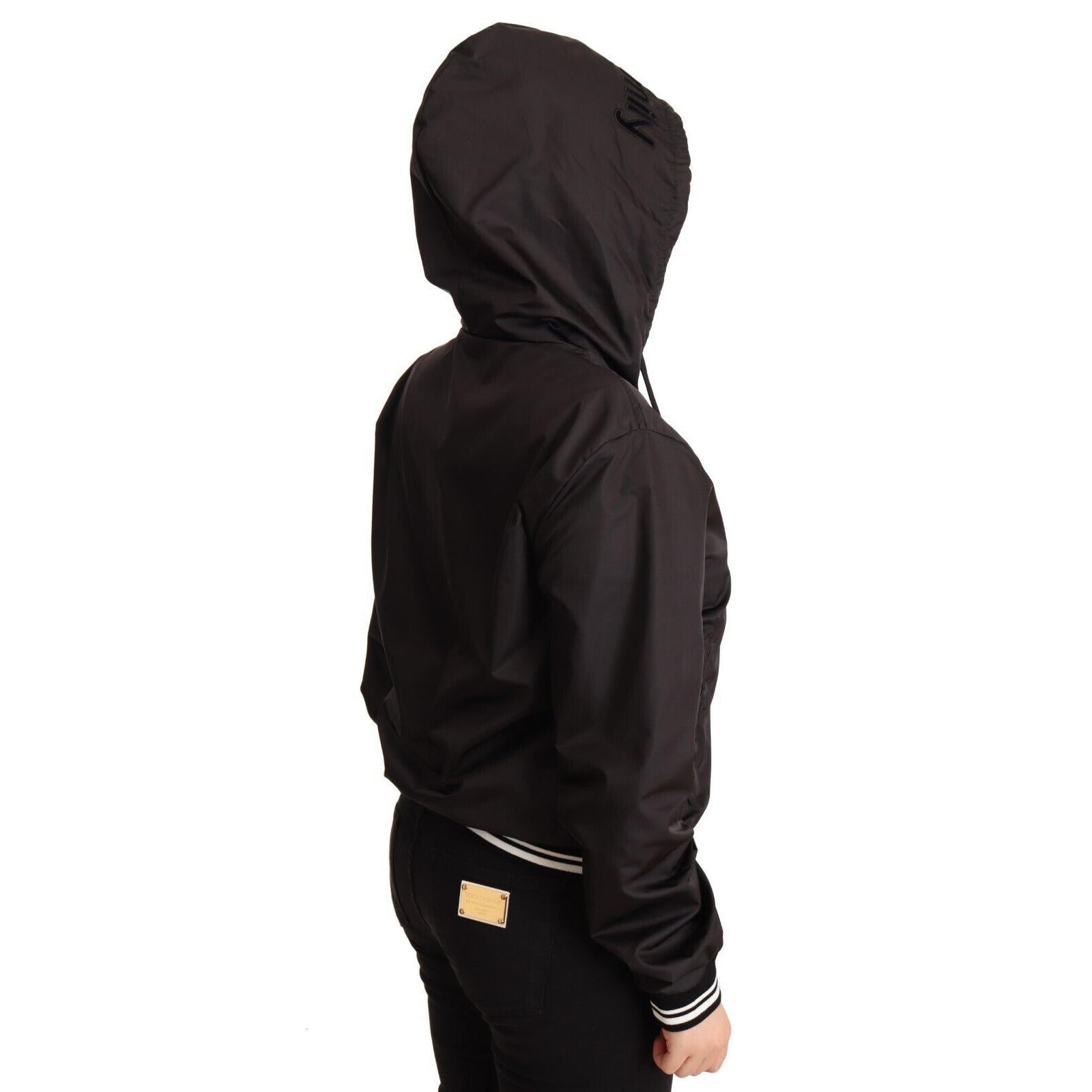Dolce & Gabbana Elegant Black Bomber Jacket with Hood