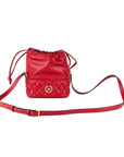 Versace Red Quilted Leather Drawstring Shoulder Bag Bucket Crossbody Handbag