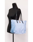 Versace Portuna Medusa Medium Cornflower Blue Nylon Leather Tote Bag Purse