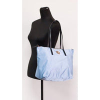 Versace Portuna Medusa Medium Cornflower Blue Nylon Leather Tote Bag Purse