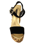 Dolce & Gabbana Baroque Velvet Heels in Black and Gold