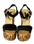Dolce & Gabbana Baroque Velvet Heels in Black and Gold