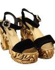Dolce & Gabbana Baroque Velvet Heels in Black and Gold