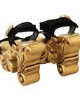 Dolce & Gabbana Baroque Velvet Heels in Black and Gold