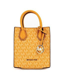 Michael Kors Mercer XS Honeycomb Gold Signature PVC North South Shopper Crossbody Bag