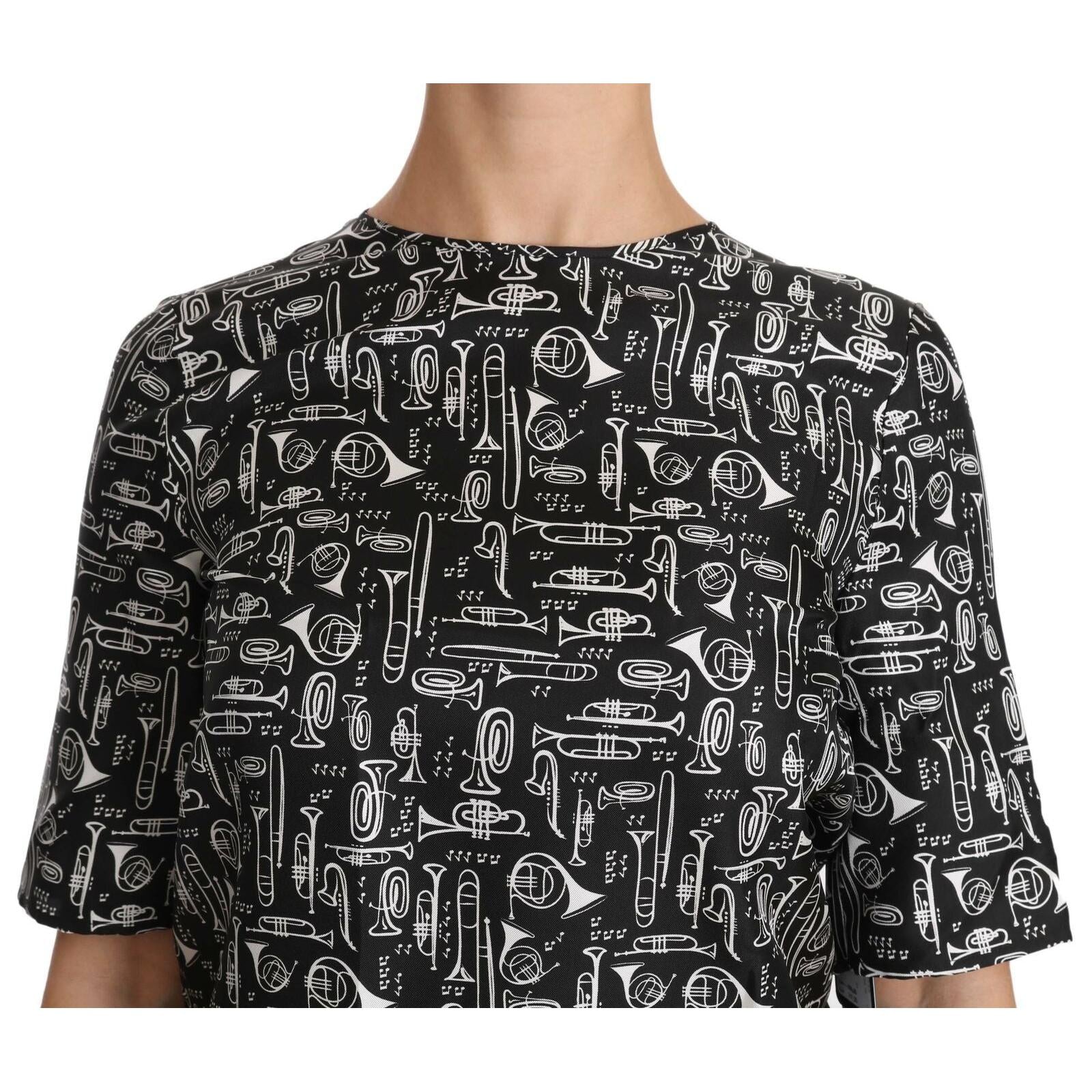 Dolce & Gabbana Exquisite Trumpet Print Silk Blouse