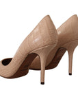 Dolce & Gabbana Elegant Nude Leather Kitten Heels Pumps