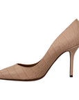 Dolce & Gabbana Elegant Nude Leather Kitten Heels Pumps