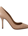 Dolce & Gabbana Elegant Nude Leather Kitten Heels Pumps