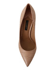 Dolce & Gabbana Elegant Nude Leather Kitten Heels Pumps