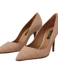 Dolce & Gabbana Elegant Nude Leather Kitten Heels Pumps