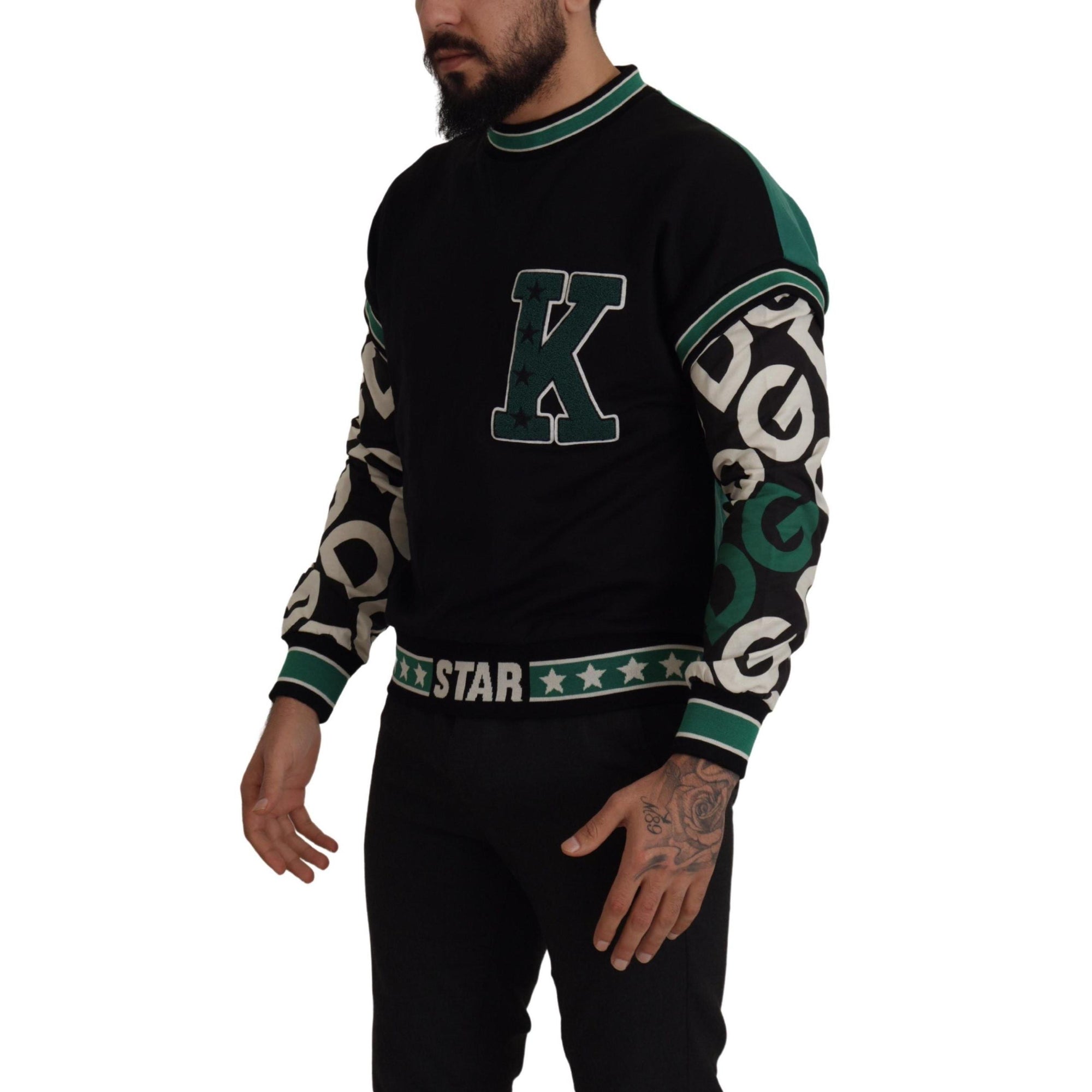 Dolce & Gabbana Regal Crewneck Pullover Sweater - Black & Green