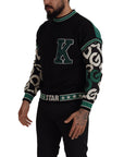 Dolce & Gabbana Regal Crewneck Pullover Sweater - Black & Green