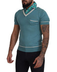 Dolce & Gabbana Elegant Silk Polo Tee with Boat Collar Print