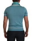 Dolce & Gabbana Elegant Silk Polo Tee with Boat Collar Print